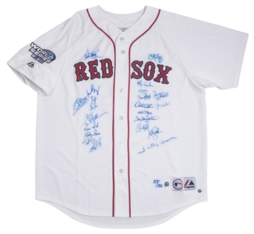 2004 World Champions Boston Red Sox Team Signed Home Jersey With 23 Signatures Including Martinez, Ortiz, Ramirez & Schilling (MLB Authenticated & Beckett)